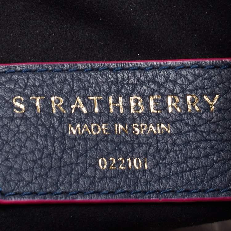 Pre Owned Strathberry Navy Blue/Pink Leather Mini Lana Osette Bucket Bag