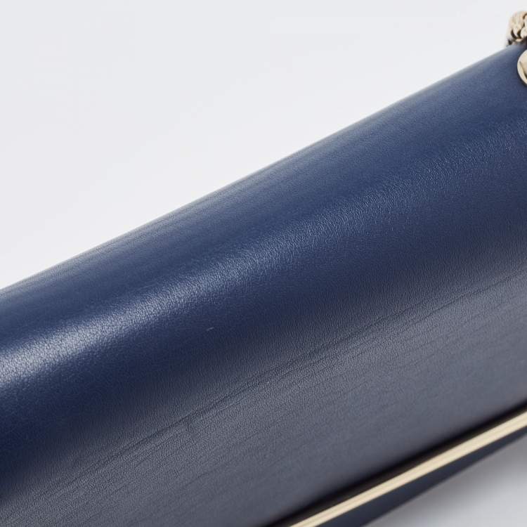 Pre Owned Strathberry Navy Blue Leather East West Shoulder Bags