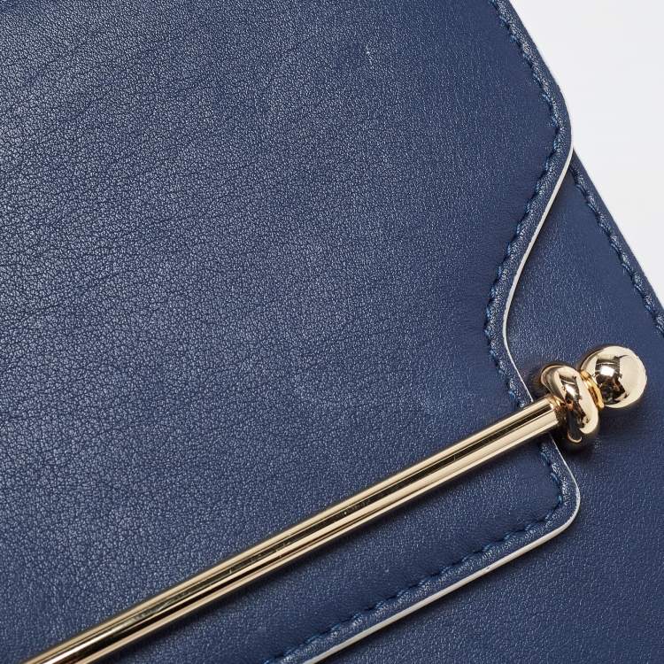 Pre Owned Strathberry Navy Blue Leather East West Shoulder Bags
