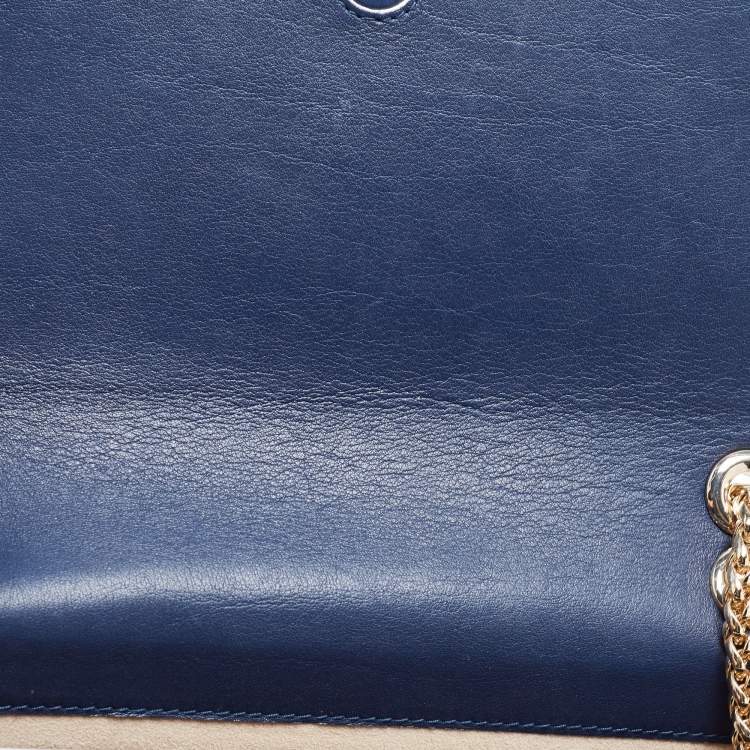 Pre Owned Strathberry Navy Blue Leather East West Shoulder Bags
