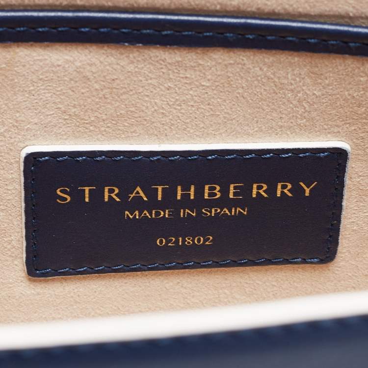 Pre Owned Strathberry Navy Blue Leather East West Shoulder Bags