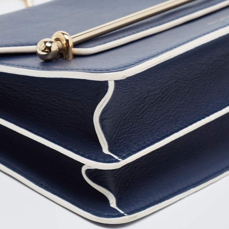 Pre Owned Strathberry Navy Blue Leather East West Shoulder Bags