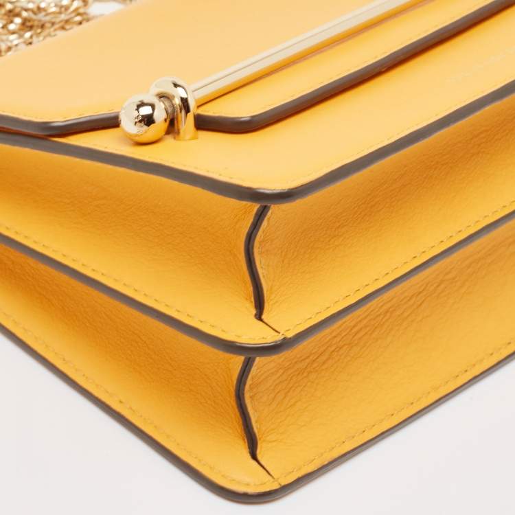 Pre Owned Strathberry Yellow Leather Mini East West Leather Crossbody Bag