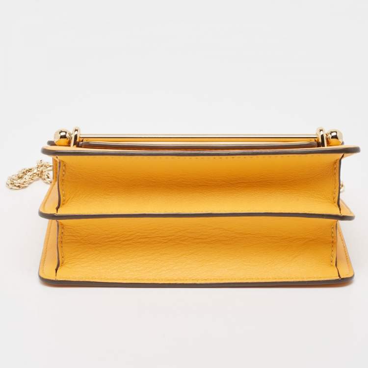 Pre Owned Strathberry Yellow Leather Mini East West Leather Crossbody Bag