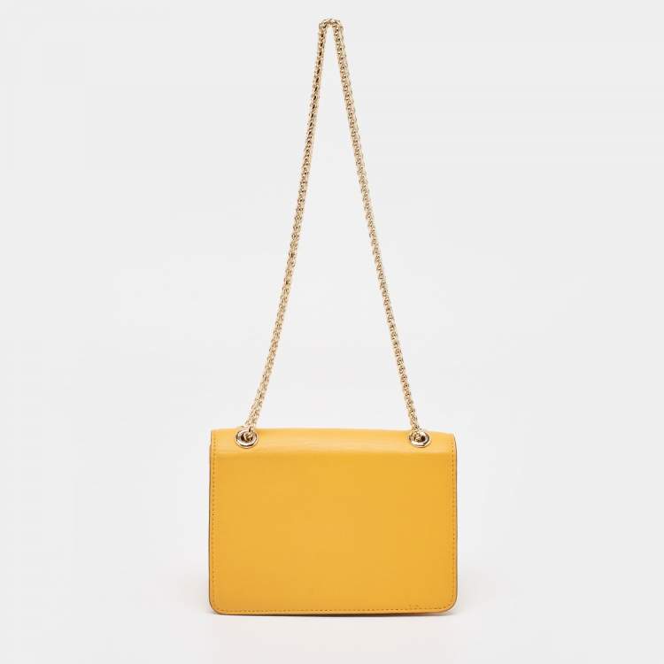 Pre Owned Strathberry Yellow Leather Mini East West Leather Crossbody Bag