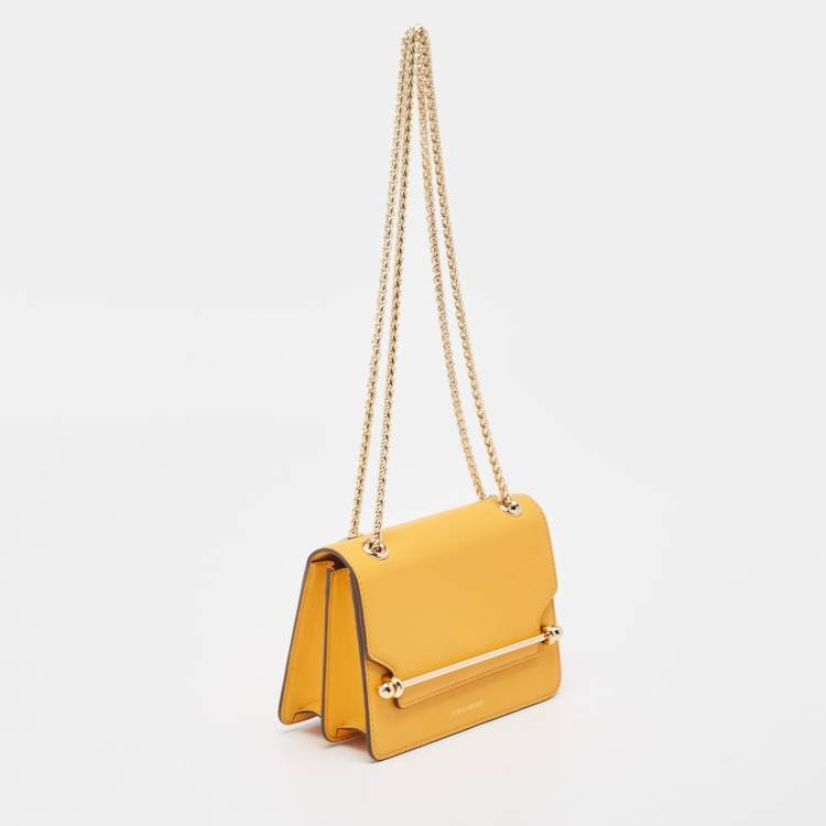 Pre Owned Strathberry Yellow Leather Mini East West Leather Crossbody Bag