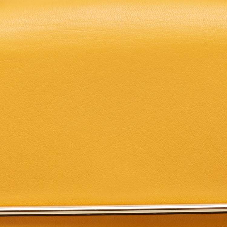 Pre Owned Strathberry Yellow Leather Mini East West Leather Crossbody Bag