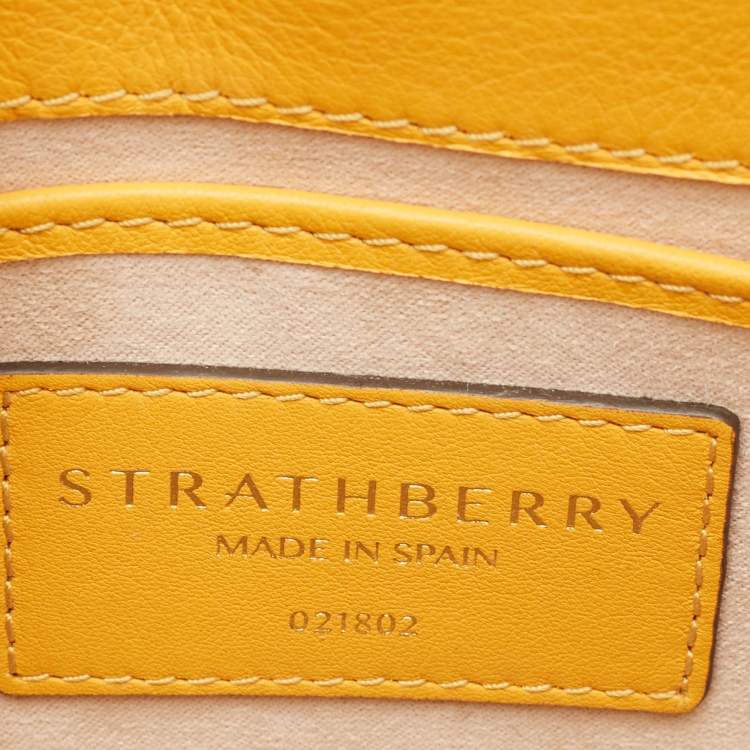 Pre Owned Strathberry Yellow Leather Mini East West Leather Crossbody Bag