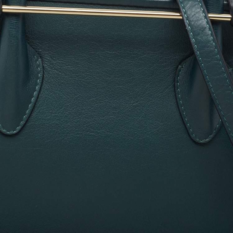 Pre Owned Strathberry  Dark Green Leather Midi Tote