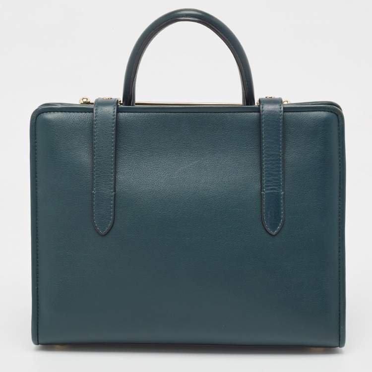 Pre Owned Strathberry  Dark Green Leather Midi Tote