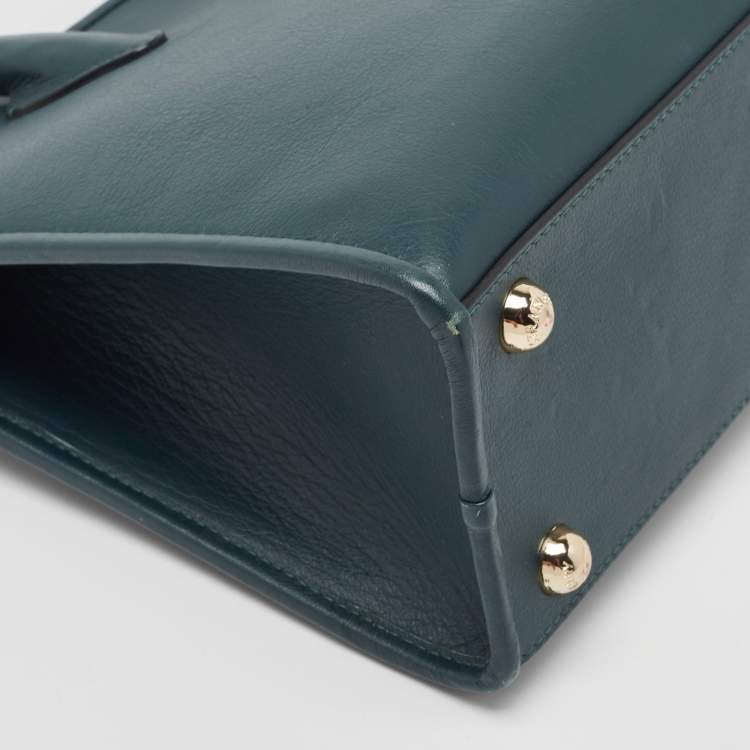 Pre Owned Strathberry  Dark Green Leather Midi Tote