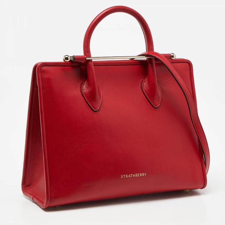 Pre Owned Strathberry Red Leather Midi Tote