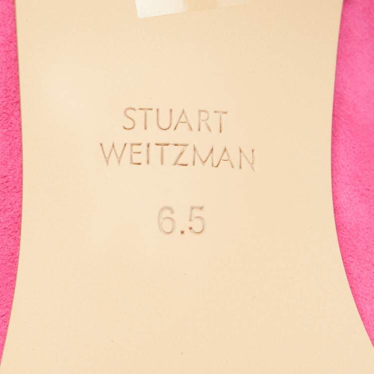 Pre Owned Stuart Weitzman Pink  Suede Dazzle 75 Embellished Mules Size 37