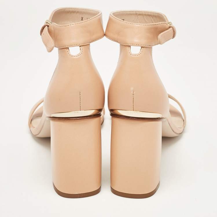 Pre Owned Stuart Weitzman Beige Leather Ankle Strap Sandals Size 40