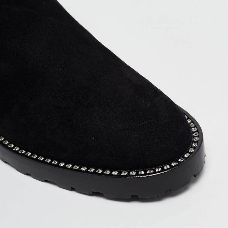 Pre Owned Stuart Weitzman Black Suede Kolbie Chelsea Boots Size 36