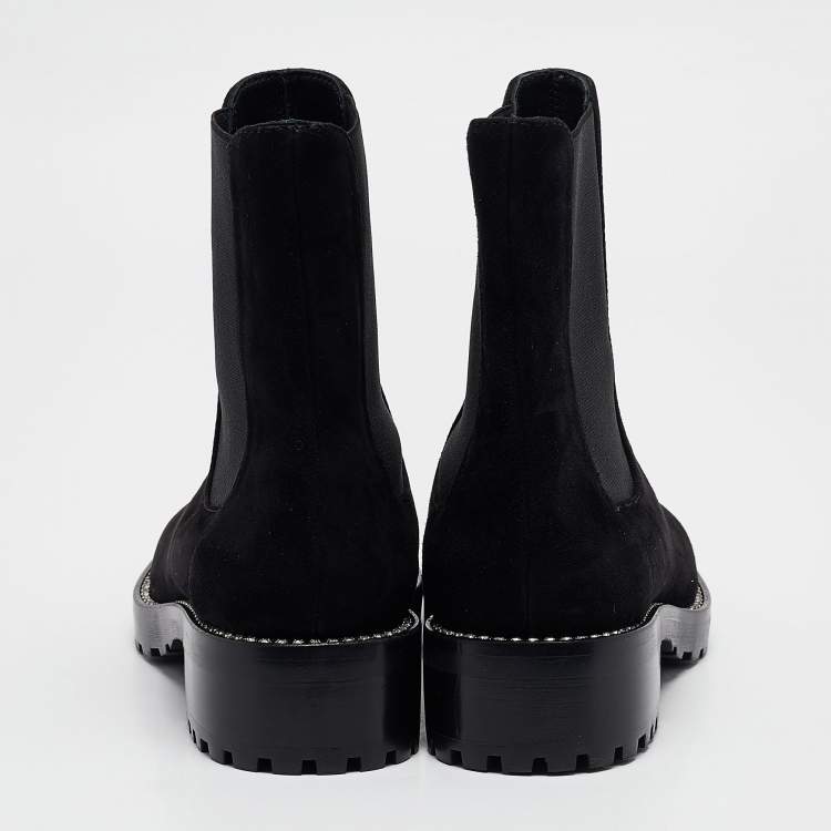 Pre Owned Stuart Weitzman Black Suede Kolbie Chelsea Boots Size 36