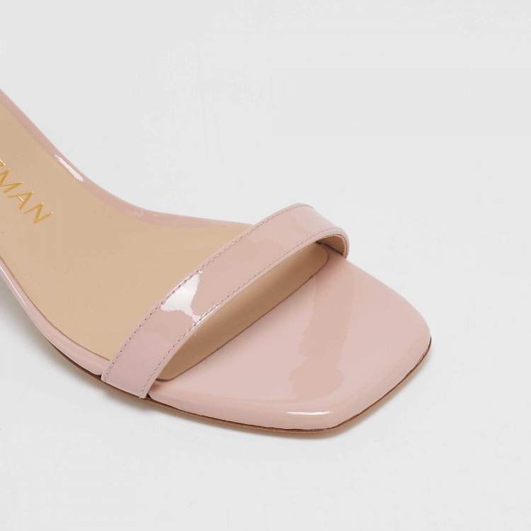 Pre Owned Stuart Weitzman Pink Patent Leather Simplecurve Sandals Size 39