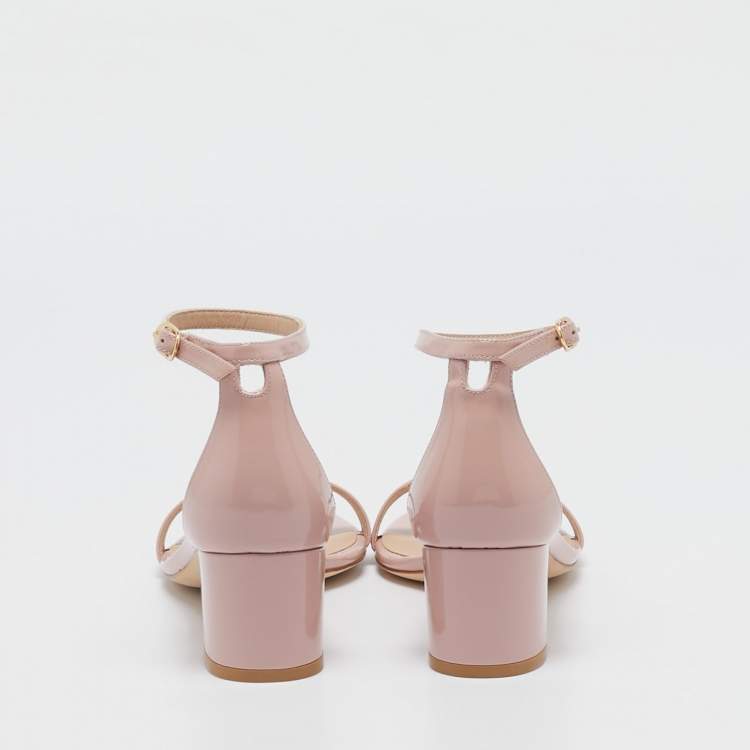 Pre Owned Stuart Weitzman Pink Patent Leather Simplecurve Sandals Size 39
