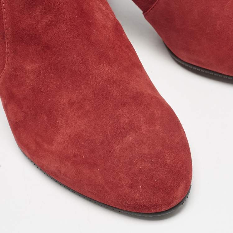 مملوكة مسبقًا Stuart Weitzman Red Suede Yuliana Ankle Boots Size 39.5