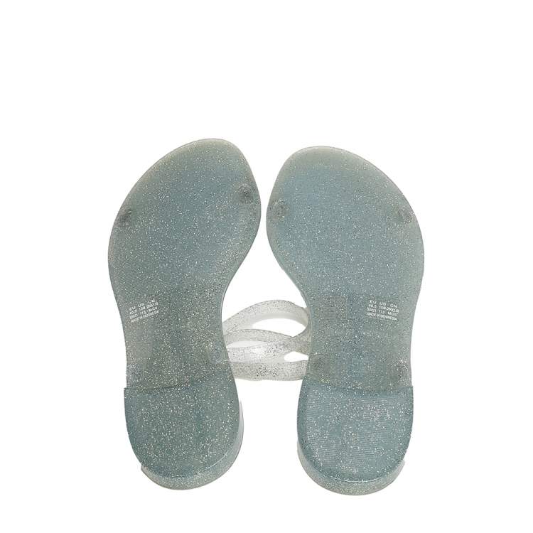 Pre Owned Stuart Weitzman Silver Glitter Jelly Flat Slide Sandals Size 41