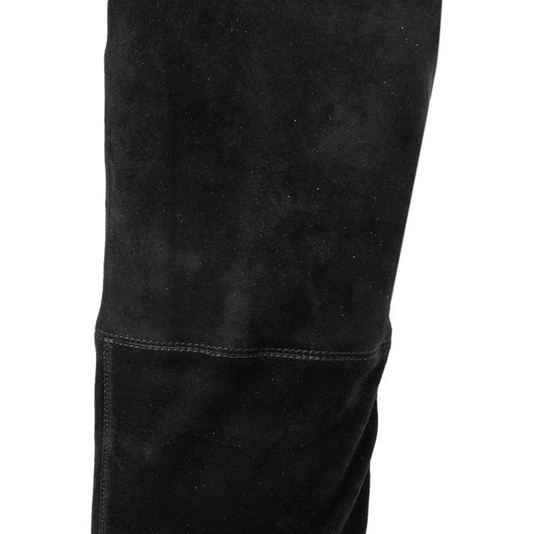 Pre Owned Stuart Weitzman Black Suede Lowland Over The Knee Boots Size 38