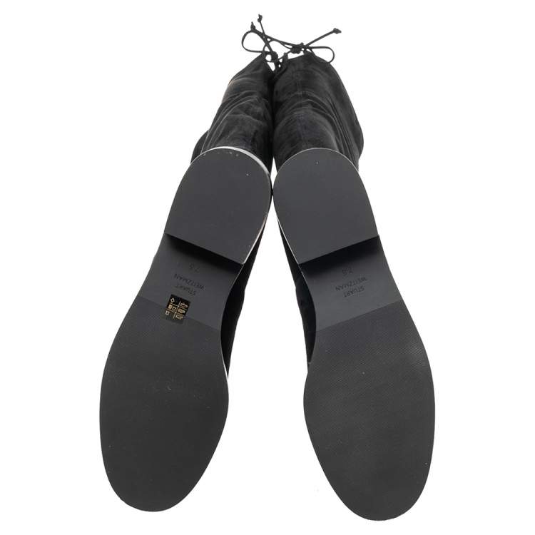 Pre Owned Stuart Weitzman Black Suede Lowland Over The Knee Boots Size 38