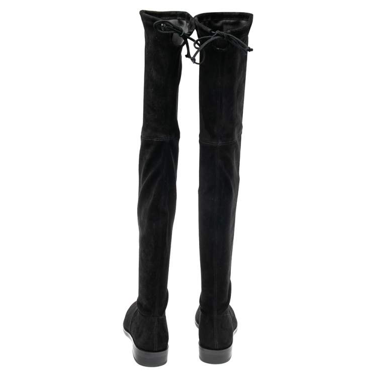 Pre Owned Stuart Weitzman Black Suede Lowland Over The Knee Boots Size 38