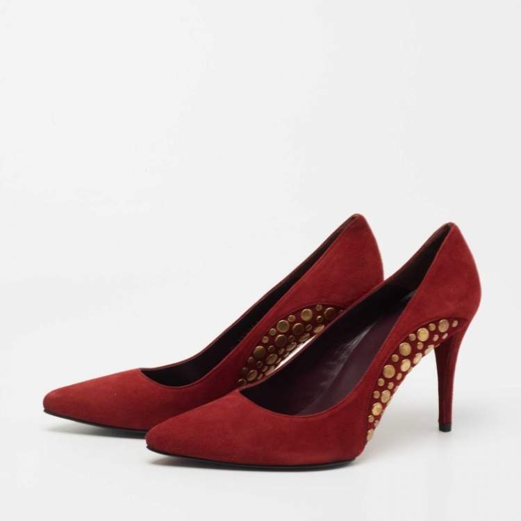 Stuart Weitzman Red Suede Studded Pumps Size 39.5 Stuart Weitzman TLC