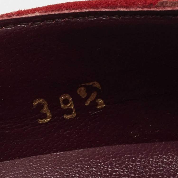 Pre Owned Stuart Weitzman Red Suede Studded Pumps Size 39.5