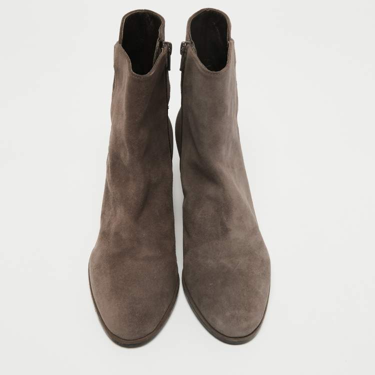 Pre Owned Stuart Weitzman Brown Suede Wedge Ankle Boots Size 39