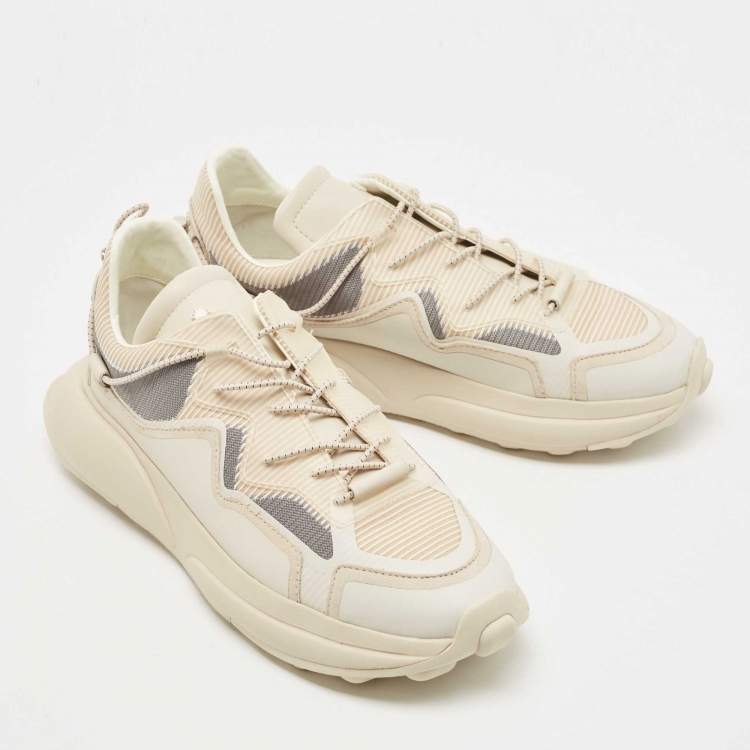Pre Owned Stuart Weitzman Beige Leather and PVC Low Top Sneakers Size 38