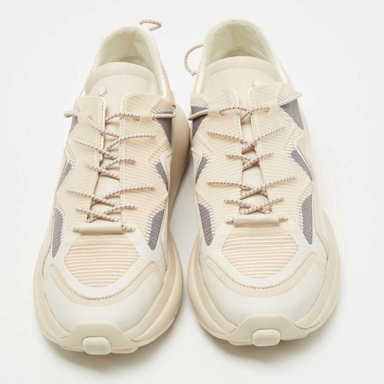 Pre Owned Stuart Weitzman Beige Leather and PVC Low Top Sneakers Size 38