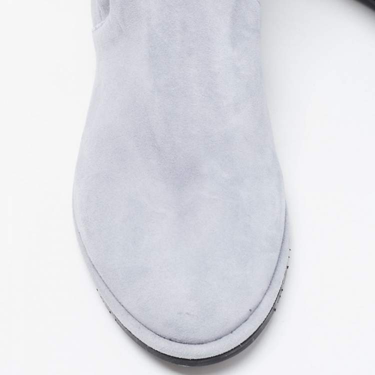 Pre Owned Stuart Weitzman Blue Suede Knee Length Boots Size 39