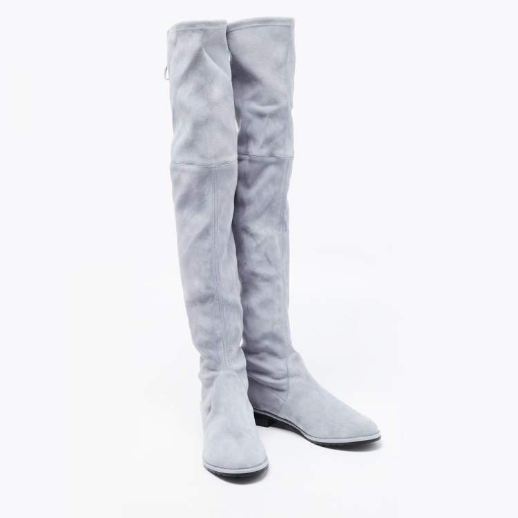 Pre Owned Stuart Weitzman Blue Suede Knee Length Boots Size 39