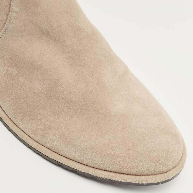 Pre Owned Stuart Weitzman Beige Suede Knee Length Boots Size 39.5