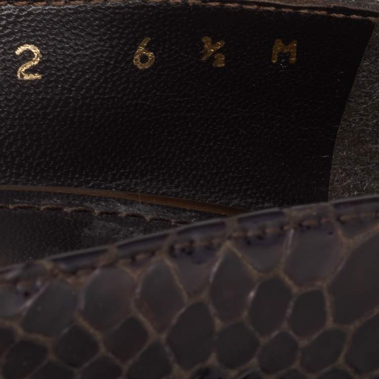 Pre Owned Stuart Weitzman Brown Python Embossed Patent Leather Pumps Size 37