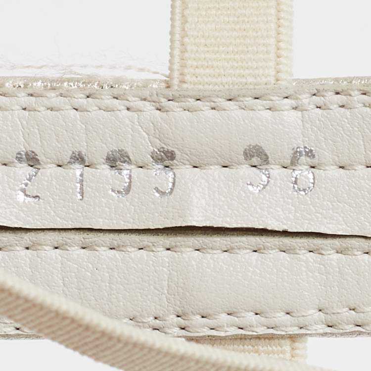 Pre Owned Stuart Weitzman Silver Leather And Elastic Gladiator Flat Sandals Size 36