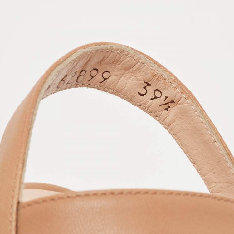 Pre Owned Stuart Weitzman  Brown Leather Wedge Ankle Strap Sandals Size 39.5