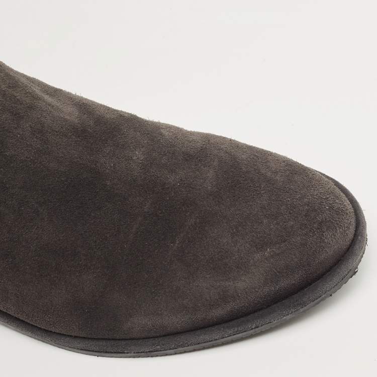 Pre Owned Stuart Weitzman Dark Grey Suede Lowland Over The Knee Boots Size 38