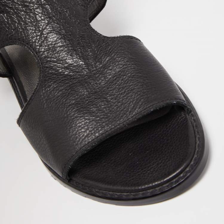 Pre Owned Stuart Weitzman Black Leather Gladiator Backview Sandals Size 35