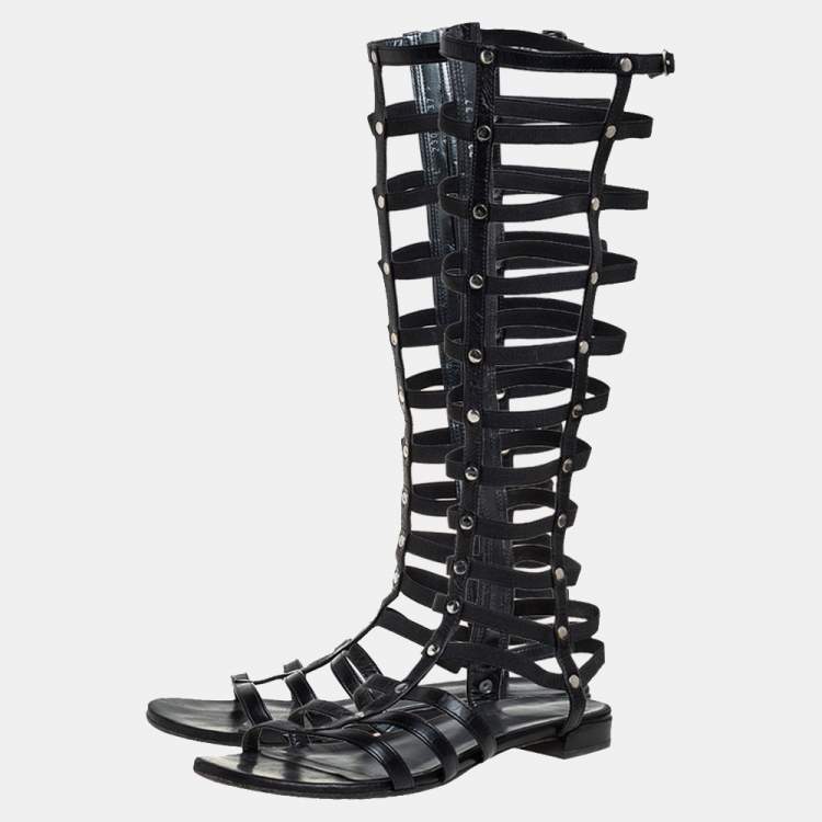 Free People sun chaser tall gladiator sandals in black | ASOS