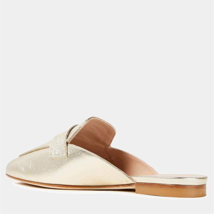 Pre Owned Stuart Weitzman Leather Flat Mules Size 37.5