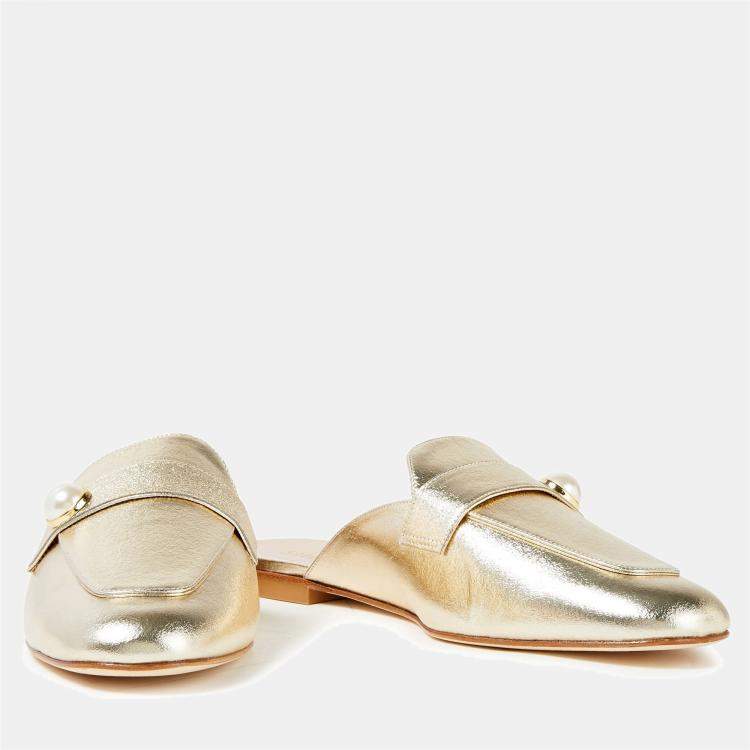 Pre Owned Stuart Weitzman Leather Flat Mules Size 37.5