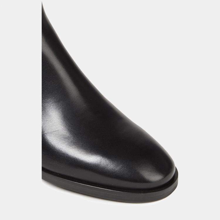 Pre Owned Stuart Weitzman Leather and Knit Fabric Ankle Boots Size 39