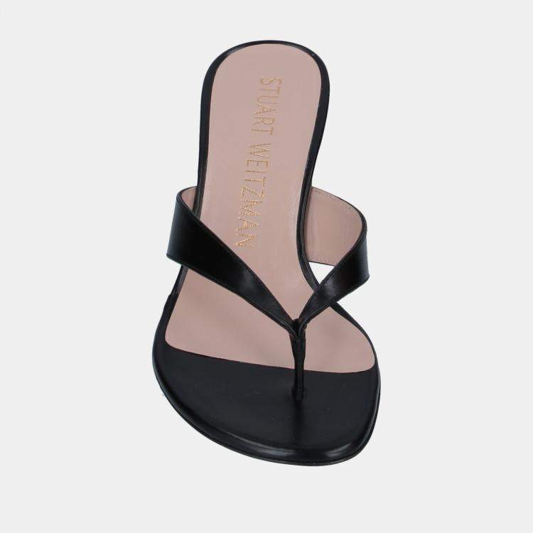 Pre Owned Stuart Weitzman Leather Thong Slide Sandals Size 35.5