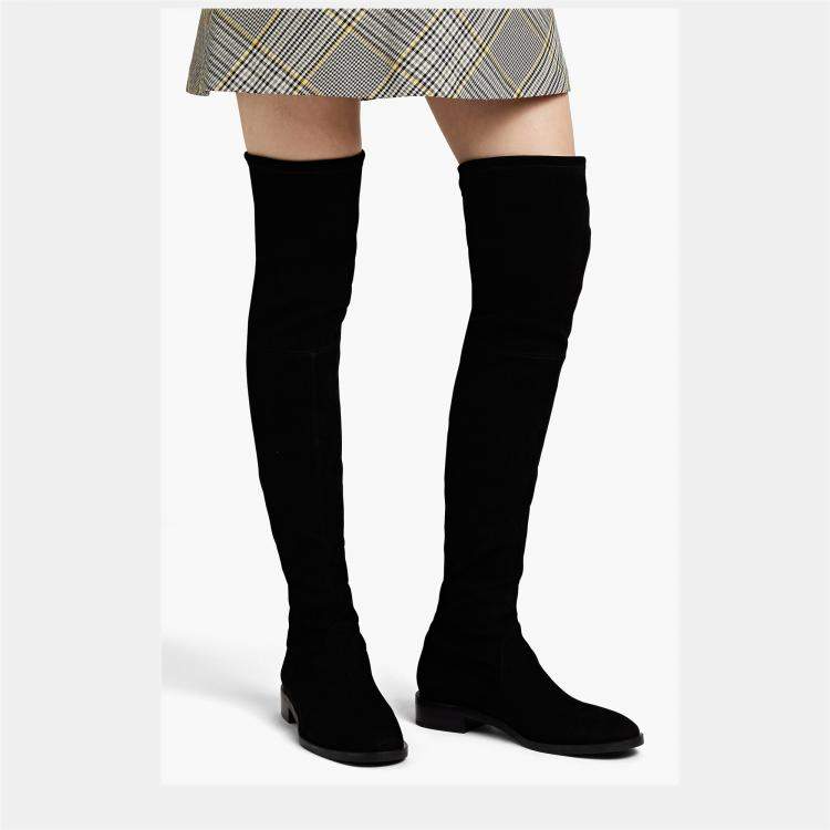 Pre Owned Stuart Weitzman Black Suede Over The Knee Boots Size 40