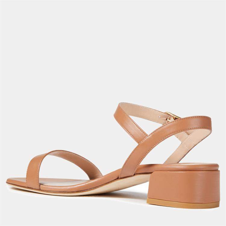 Pre Owned Stuart Weitzman Beige Leather Ankle Strap Sandals Size 38