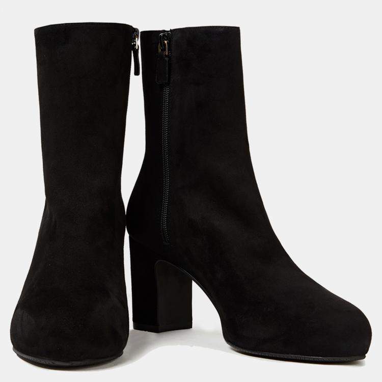 Pre Owned Stuart Weitzman Suede Block Heel Ankle Boots 37