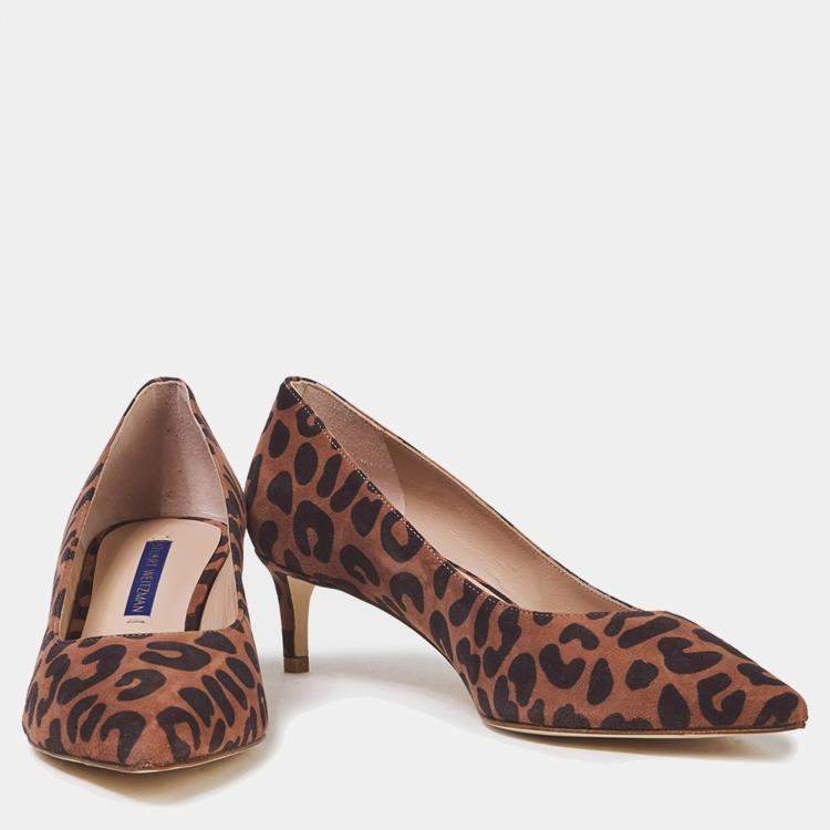 Pre Owned Stuart Weitzman Brown Leopard Print Suede Pumps Size 39