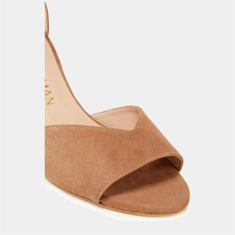 Pre Owned Stuart Weitzman Suede Ankle Strap Block Heel Sandals Size 37